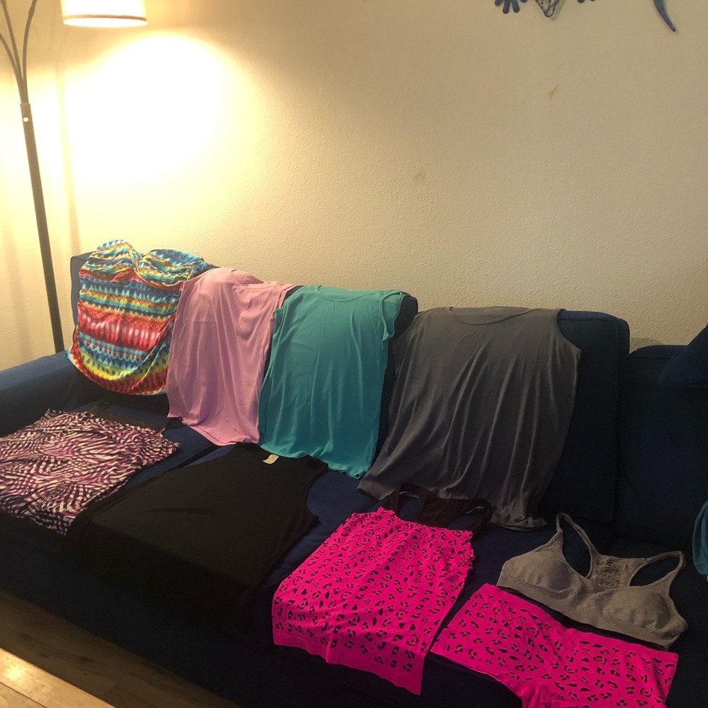 No Boundaries Mixed Pajama Tank & Short Lot in Teal, Pink, Gray, Black